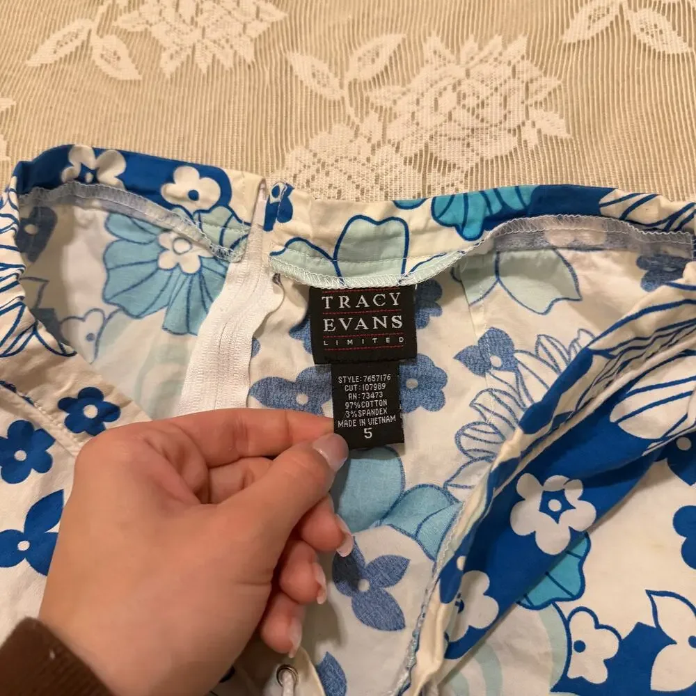 Tracy Evans Limited Blue Floral Mini Skirt Size 5